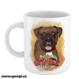 Hrnek 330 ml - Německý boxer s rukavicemi